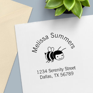 Happy Bee Address Self-inking Stamp