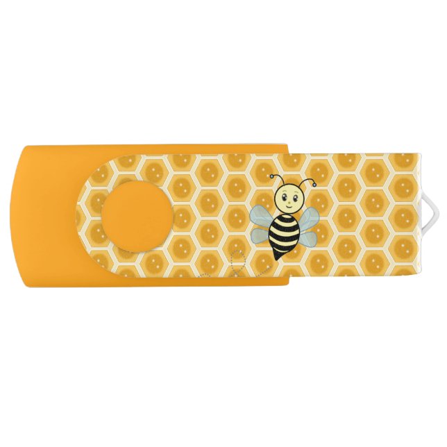 Happy bee and honeycomb flash drive (Front)
