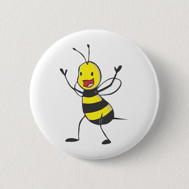 Happy Bee Button (Front)