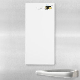 Happy Bee Buzzing Around Heart Magnetic Notepad