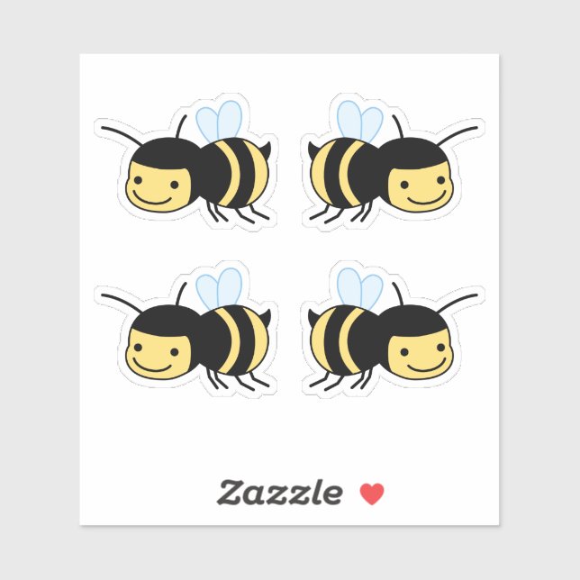 Happy Bee Buzzing Around Set of 4 Sticker (Sheet)