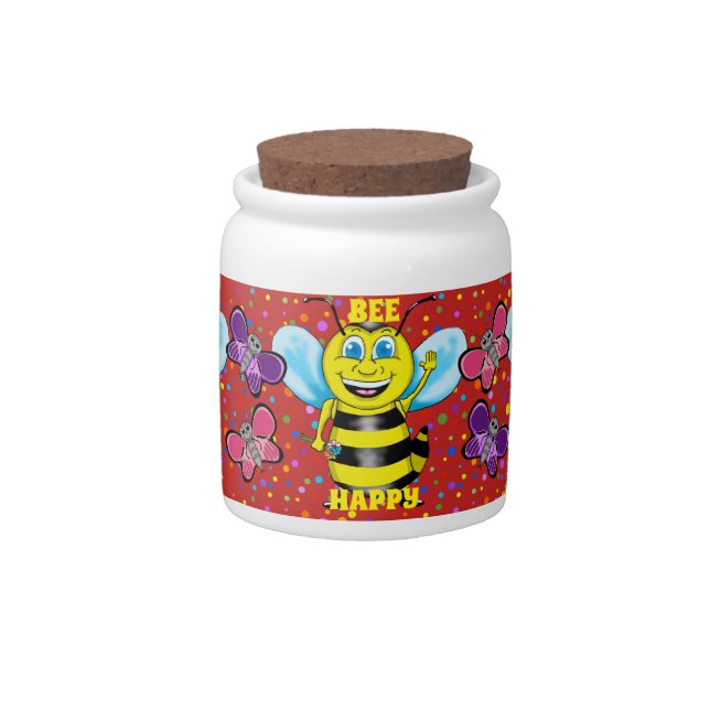 Happy Bee Candy Jar (Front)
