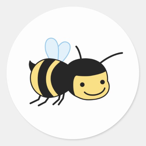 Happy Bee Classic Round Sticker