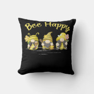 Happy Bee Cute Beekeeping Gnomes Throw Pillow