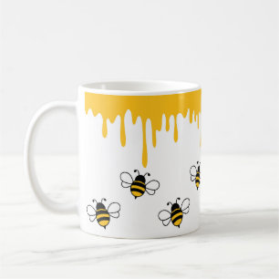 Happy Bee Cute Funny Honey Pattern Coffee Mug