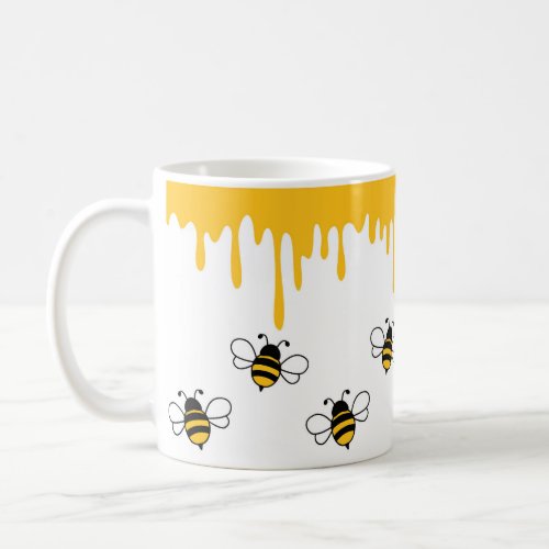 Happy Bee Cute Funny Honey Pattern Coffee Mug