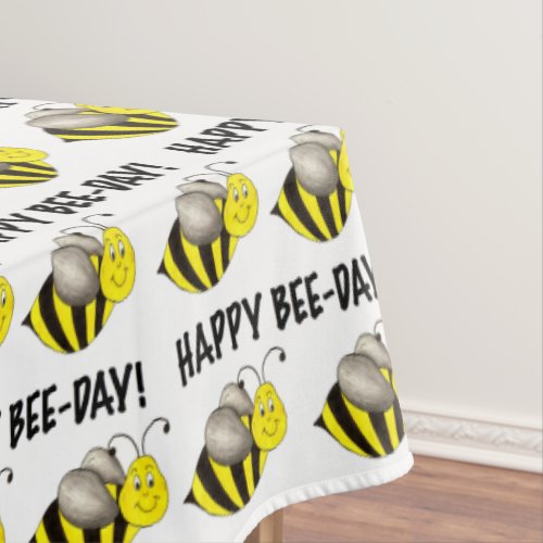 Happy Bee Day Bday Birthday Party Bumblebee Print Tablecloth