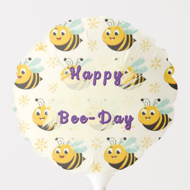 Happy Bee Day Birthday Balloon (Front)