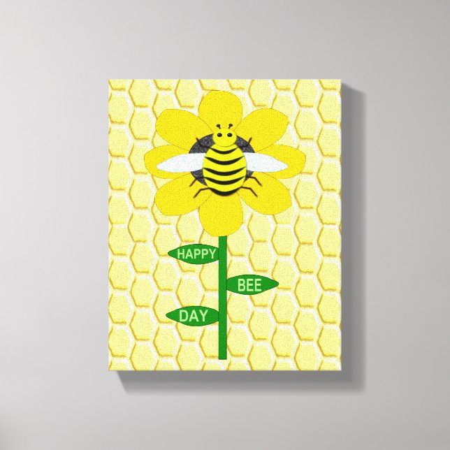 Happy Bee Day Birthday Bumblebee Canvas Print (Front)
