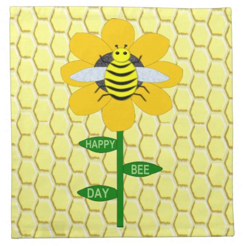 Happy Bee Day Birthday Bumblebee Cloth Napkin