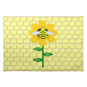Happy Bee Day Birthday Bumblebee Cloth Placemat