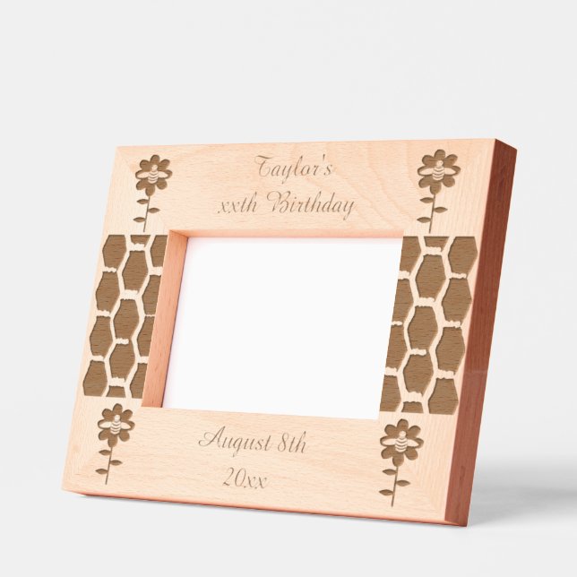 Happy Bee Day Birthday Bumblebee Custom Birthday Engraved Frames (Left)