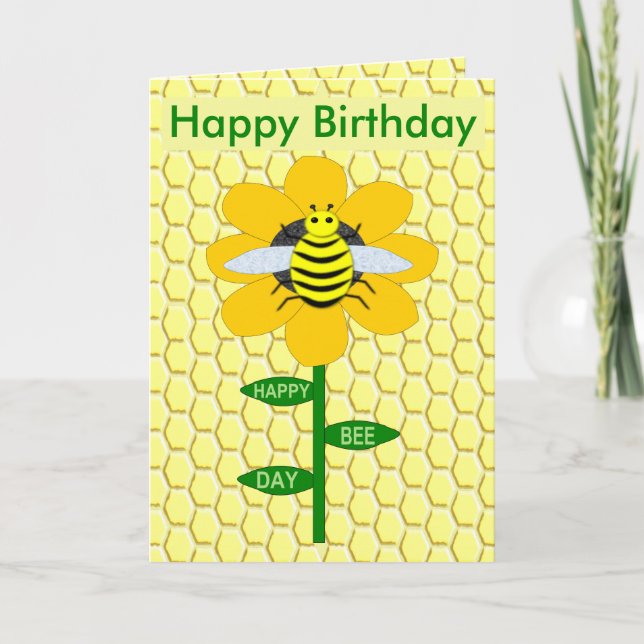Happy Bee Day Birthday Bumblebee Custom Card (Front)