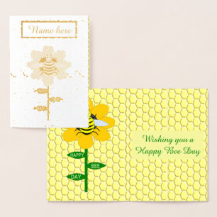 Happy Bee Day Birthday Bumblebee Custom Foil Card