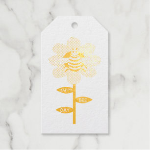 Happy Bee Day Birthday Bumblebee Custom Foil Gift Tags