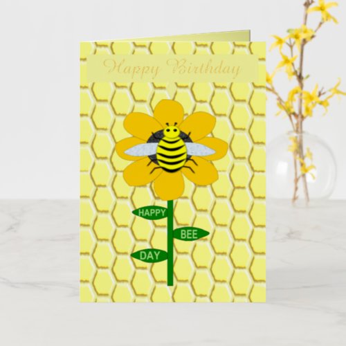 Happy Bee Day Birthday Bumblebee Custom Foil Greeting Card