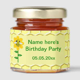 Happy Bee Day Birthday Bumblebee Custom Party Honey Jar Favors