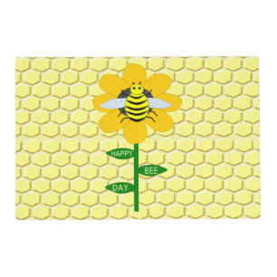Happy Bee Day Birthday Bumblebee Custom Placemat