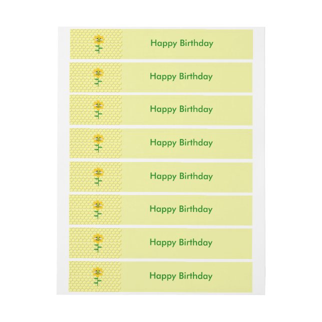 Happy Bee Day Birthday Bumblebee Custom Wrap Around Address Label (Sheet)