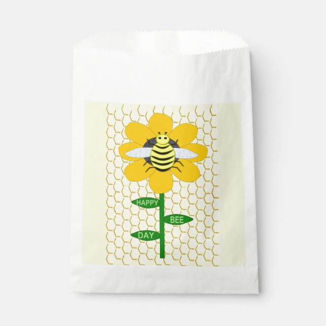 Happy Bee Day Birthday Bumblebee Favor Bag (Front)