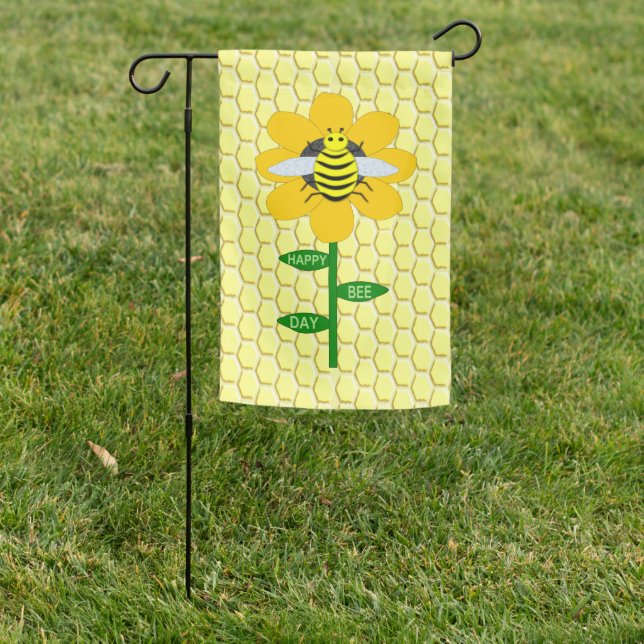 Happy Bee Day Birthday Bumblebee Garden Flag (In SItu)