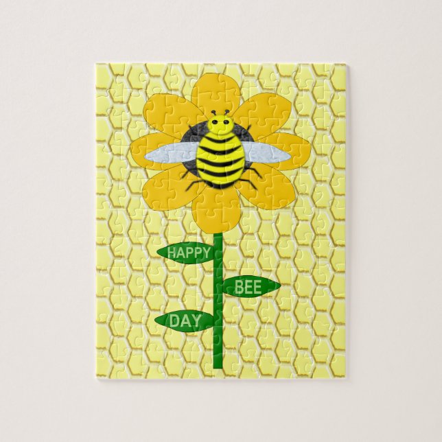 Happy Bee Day Birthday Bumblebee Jigsaw Puzzle (Vertical)