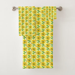 Happy Bee Day Birthday Bumblebee Patterned Bath Towel Set
