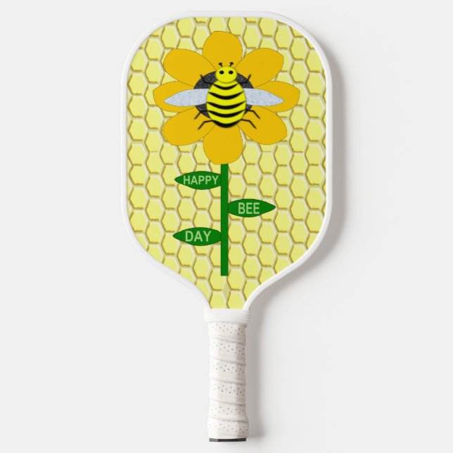 Happy Bee Day Birthday Bumblebee Pickleball Paddle (Front)