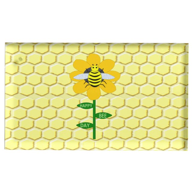 Happy Bee Day Birthday Bumblebee Place Card Holder (Front)