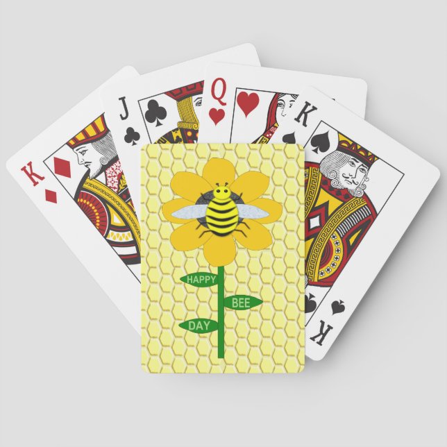 Happy Bee Day Birthday Bumblebee Poker Cards (Back)