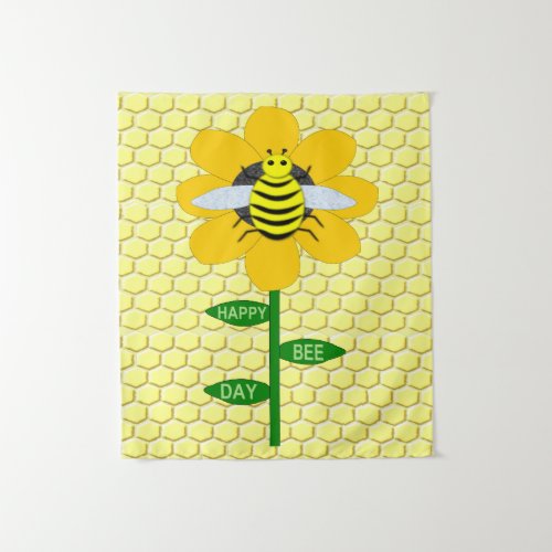Happy Bee Day Birthday Bumblebee Tapestry