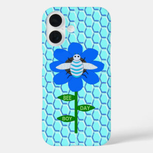 Happy Bee Day Boy Blue Birthday Bumblebee iPhone 16 Case