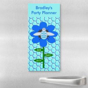 Happy Bee Day Boy Blue Birthday Bumblebee  Custom Magnetic Notepad