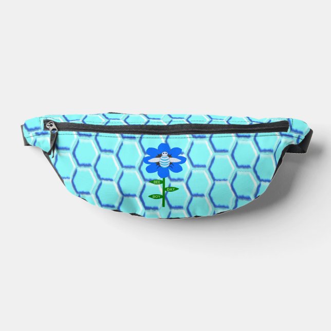 Happy Bee Day Boy Blue Birthday Bumblebee Fanny Pack (Lay Down)