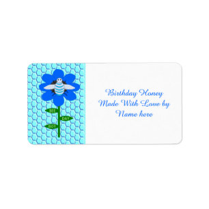 Happy Bee Day Boy Blue Birthday Bumblebee Food Label