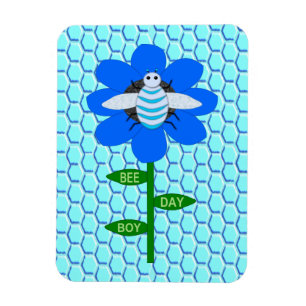 Happy Bee Day Boy Blue Birthday Bumblebee Magnet