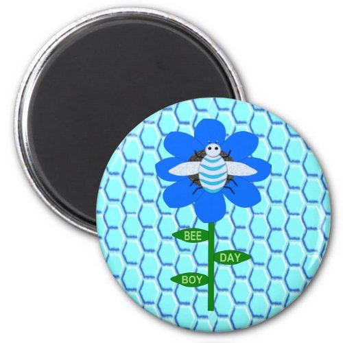 Happy Bee Day Boy Blue Birthday Bumblebee Magnet