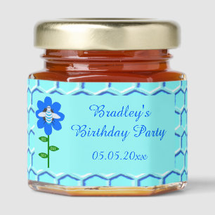 Happy Bee Day Boy Blue Birthday Bumblebee Party Honey Jar Favors