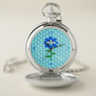 Happy Bee Day Boy Blue Birthday Bumblebee Pocket Watch