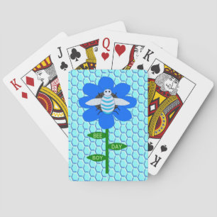 Happy Bee Day Boy Blue Birthday Bumblebee Poker Cards