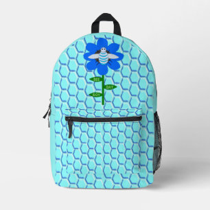 Happy Bee Day Boy Blue Birthday Bumblebee Printed Backpack