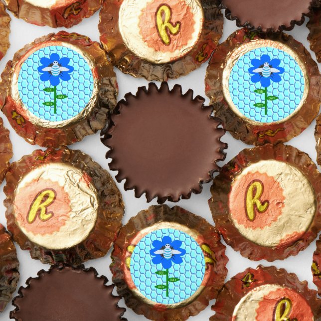 Happy Bee Day Boy Blue Birthday Bumblebee Reese's Peanut Butter Cups (Assorted)