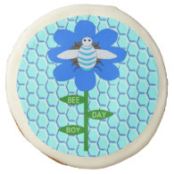 Happy Bee Day Boy Blue Birthday Bumblebee Sugar Cookie