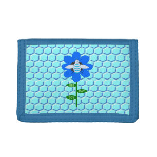 Happy Bee Day Boy Blue Birthday Bumblebee Trifold Wallet
