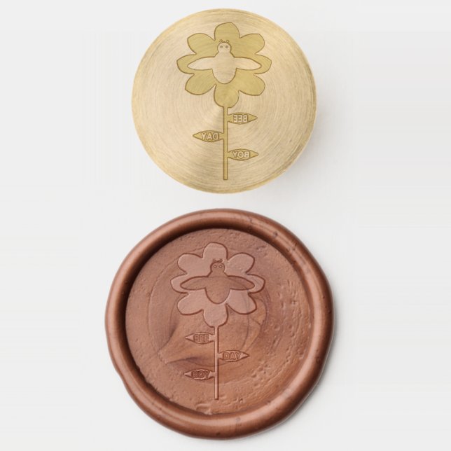 Happy Bee Day Boy Blue Birthday Bumblebee Wax Seal Stamp (Stamped)