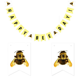 Happy Bee Day BumbleBee Birthday Bunting Flags