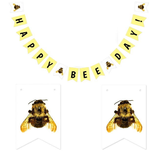 Happy Bee Day BumbleBee Birthday Bunting Flags (Creator Uploaded)