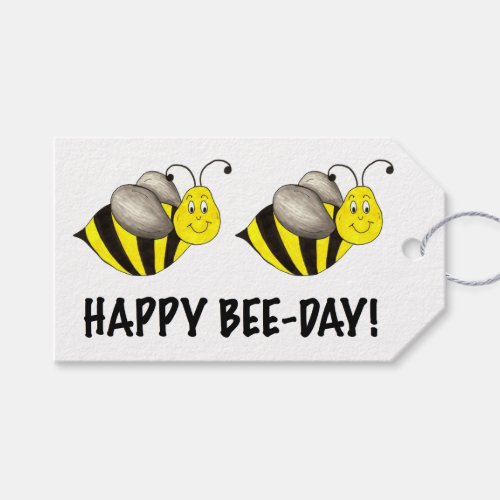 Happy Bee_Day Bumblebee Funny Birthday Yellow Bee Gift Tags