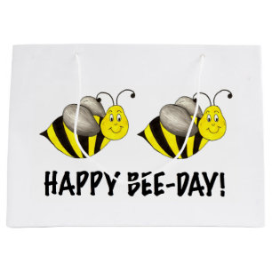 Happy Bee-Day Bumblebee Honey Bee Bday Birthday Large Gift Bag