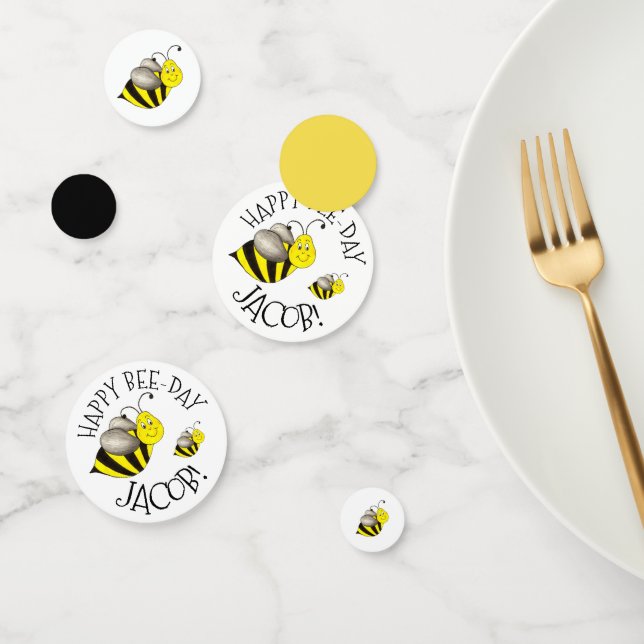 Happy Bee-Day Bumblebee Yellow Bumble Bee Birthday Confetti (Group)